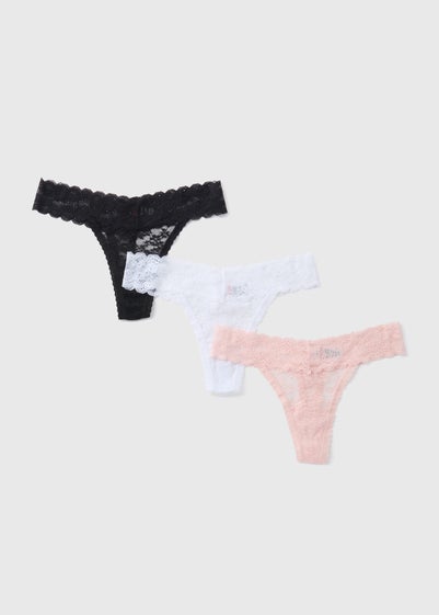 3 Pack Multicolour Lace Thongs