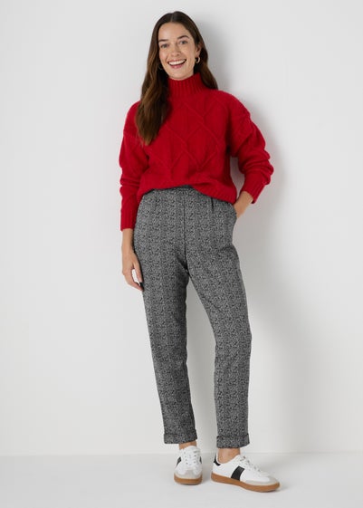 Black Pattern Ponte Trousers