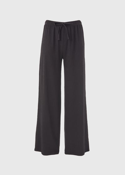 Charcoal Crinkle Co Ord Wide Leg Trousers