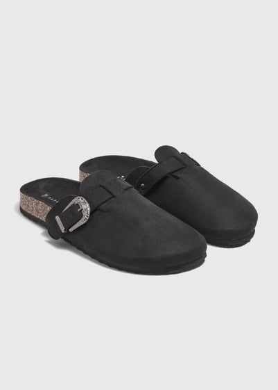 Black Close Toe Footbed Sandals