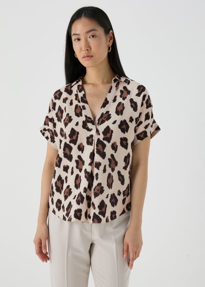 Et Vous Brown Leopard Print Airflow Top