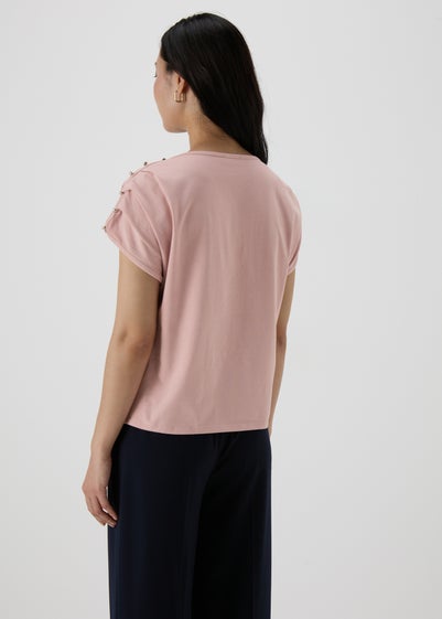 Et Vous Pink Stud Shoulder T-Shirt