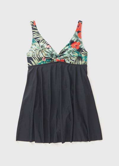 Black Floral Swimdress