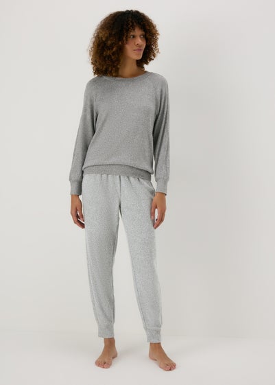 Grey Soft Ribbed Pyjama Bottoms