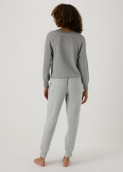 Grey Soft Ribbed Pyjama Bottoms