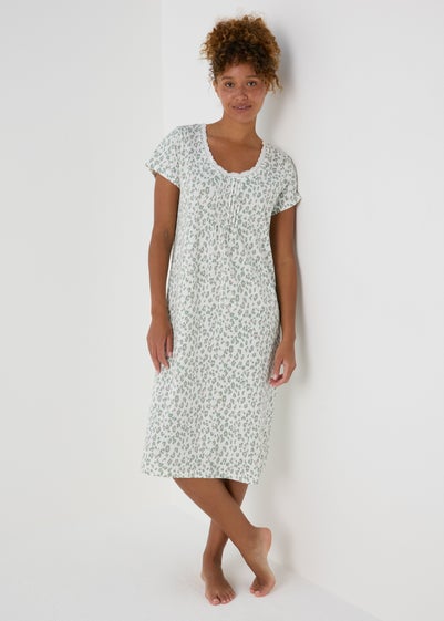 Green Animal Print Lace Nightie