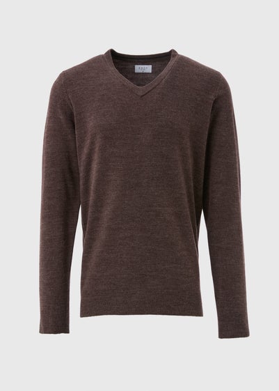 Brown Soft Touch V-Neck Jumper