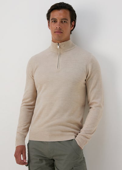 Stone 1/4 Zip Knit Jumper