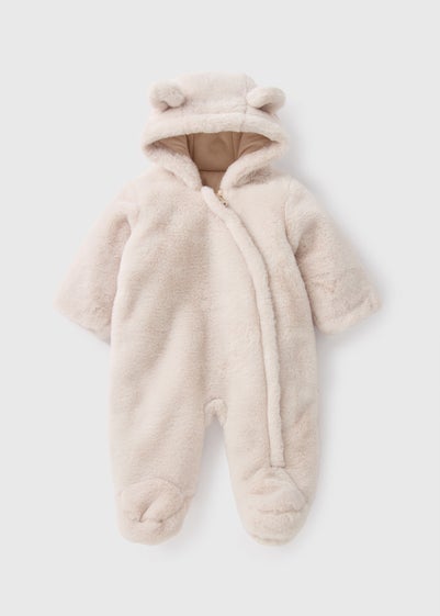 Baby Cream Faux Fur Snowsuit (Newborn-18mths)