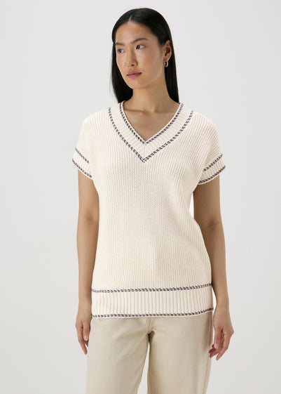 Cream Cricket Knitted V-Neck Vest