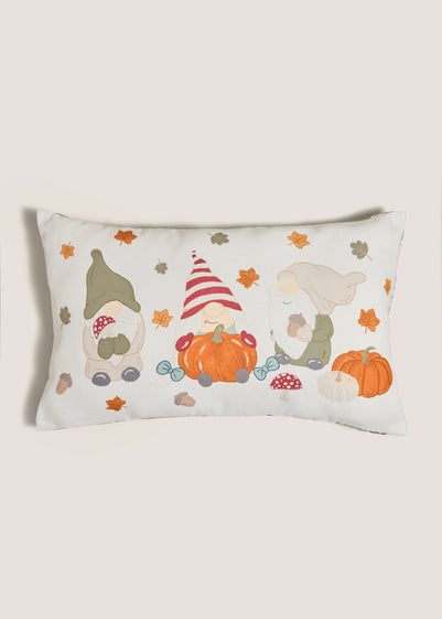 Cream Autumn Gnome Cushion (30cm x 50cm)