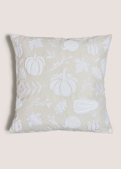 Cream Pumpkin Embroidered Cushion (43cm x 43cm)