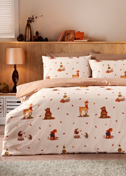 Cream Woodland Animal Brushed Cotton Duvet Set