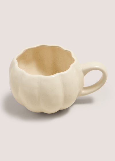 Cream Speckled Pumpkin Shaped Mug (13.1cmx9.2cmx10.2cm)