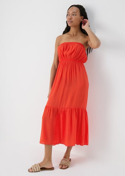 Red Bandeau Maxi Dress