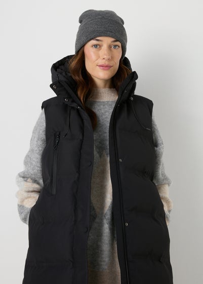 Black Technical Long Padded Gilet