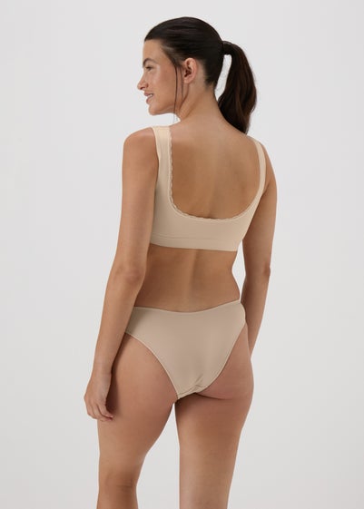 Nude Padded Lace Trim Seamless Crop Top