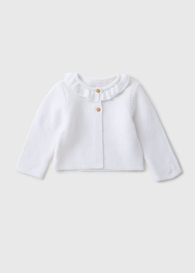 Baby White Frill Knitted Cardigan (Newborn-23mths)