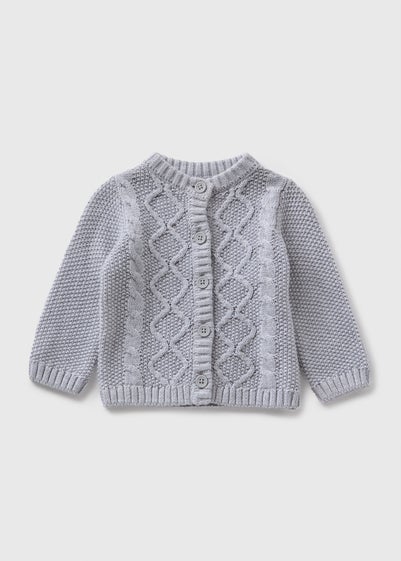 Baby Grey Cable Knit Cardigan (Newborn-23mths)