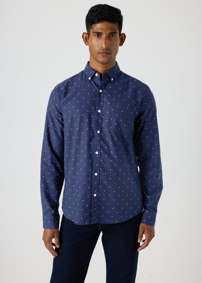 Navy Geometric Oxford Shirt