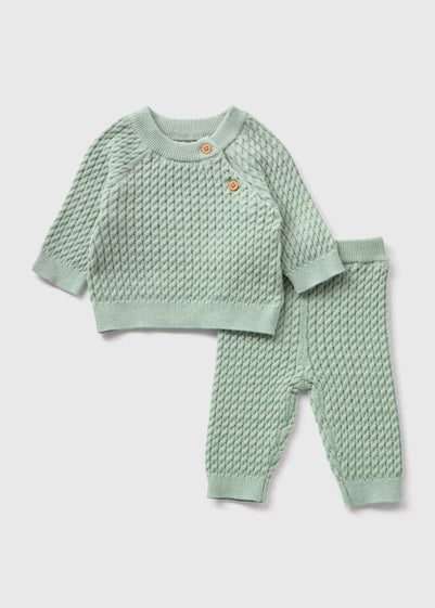 Baby Green Cable Knit Top & Trouser Set (Newborn-23mths)