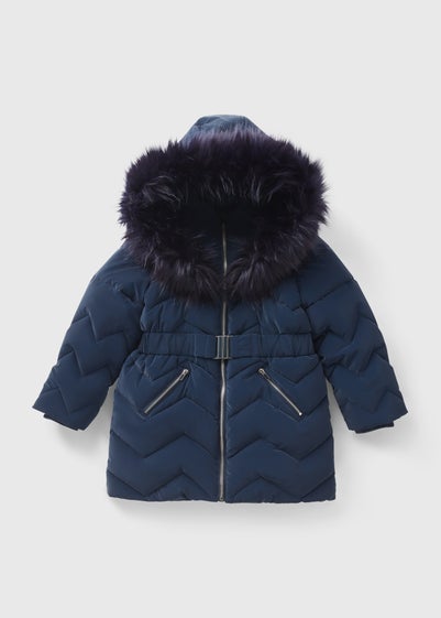 Girls Showerproof Navy Padded Coat (7-15yrs)