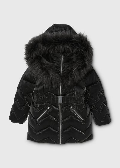 Girls Black Quilted Coat 1 7yrs Matalan