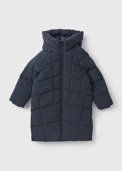 Girls Navy Padded Longline Coat (7-15yrs)