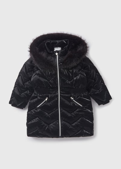 Girls Black Quilted School Coat (1-7yrs)