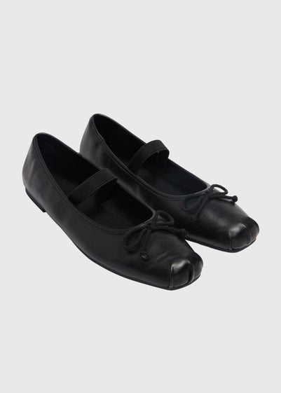 Black Square Toe Ballet Flats