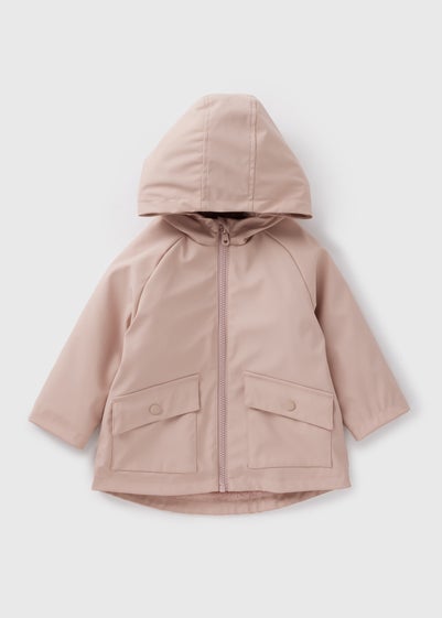 Girls Pink Fur Lined Showerproof Mac Jacket (1-7yrs)