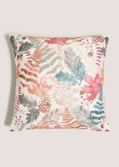 Cream Leaf Print Cushion (43cm x 43cm)