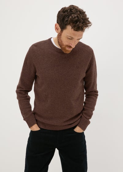 Lincoln Brown Lambswool Crew Neck Jumper