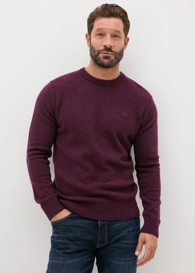 Lincoln Burgundy Lambswool Crew Neck Jumper