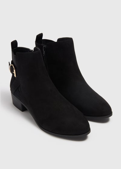 Navy Side Zip Heeled Boots Matalan