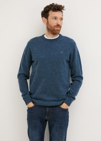 Lincoln Blue Lambswool Crew Neck Jumper