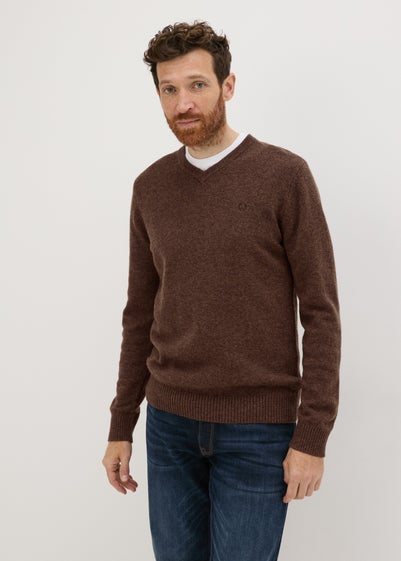 Lincoln Brown Lambswool V Neck Jumper