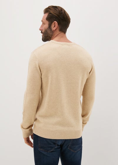 Lincoln Ecru Lambswool V Neck Jumper