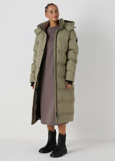 Khaki Technical Long Padded Coat