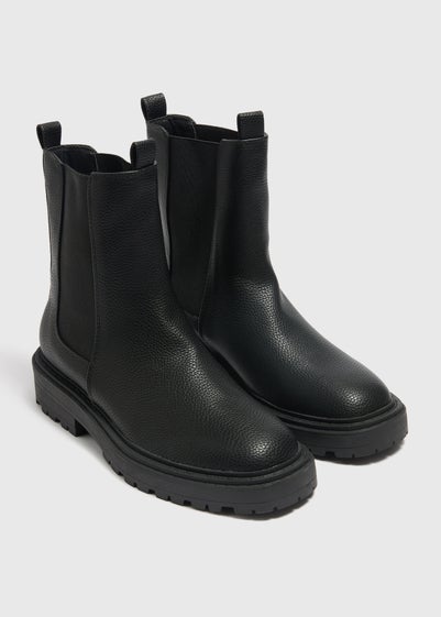 Black PU Chelsea Boots Matalan