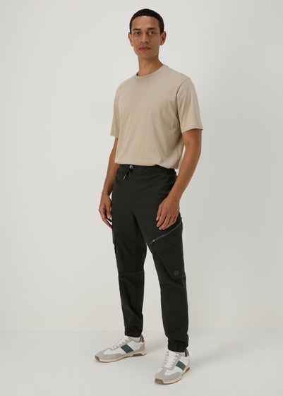 Black Zip Cargo Trousers