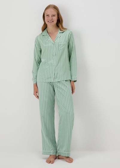 Green Stripe Satin Pyjama Set