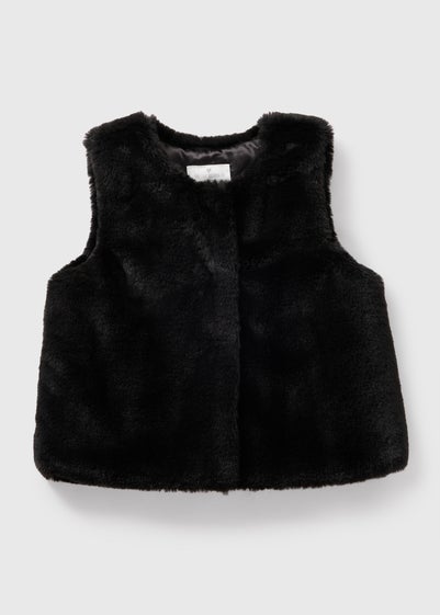 Girls Black Fur Gilet (1-7yrs)