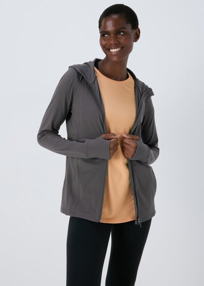 Charcoal Hooded Zip Up Jacket