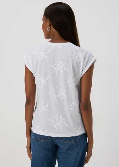 White Floral Embroidered T-Shirt