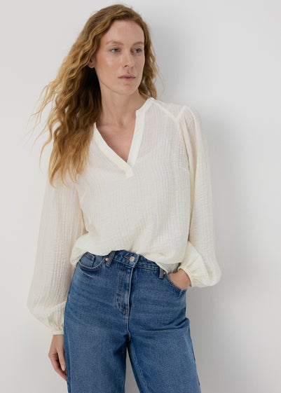 Cream Textured Blouse