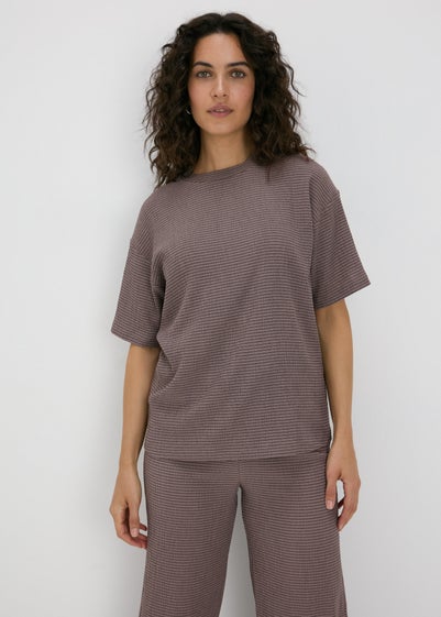 Taupe Textured Co Ord T-Shirt