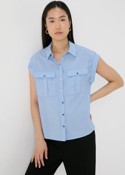 Et Vous Blue Double Pocket Shirt