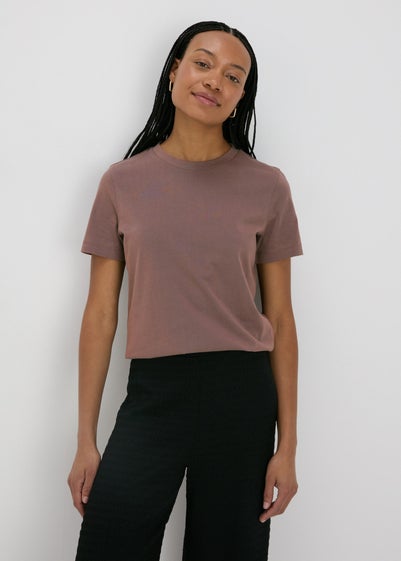 Beige Plain Short Sleeve T-Shirt