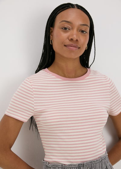 Pink Stripe Fitted T-Shirt